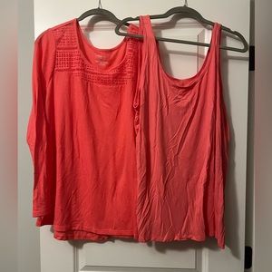 LIKE NEW CORAL LANE BRYANT LIGHTWEIGHT LONG SLEEVE TEE AND MATCHING TANK 18/20